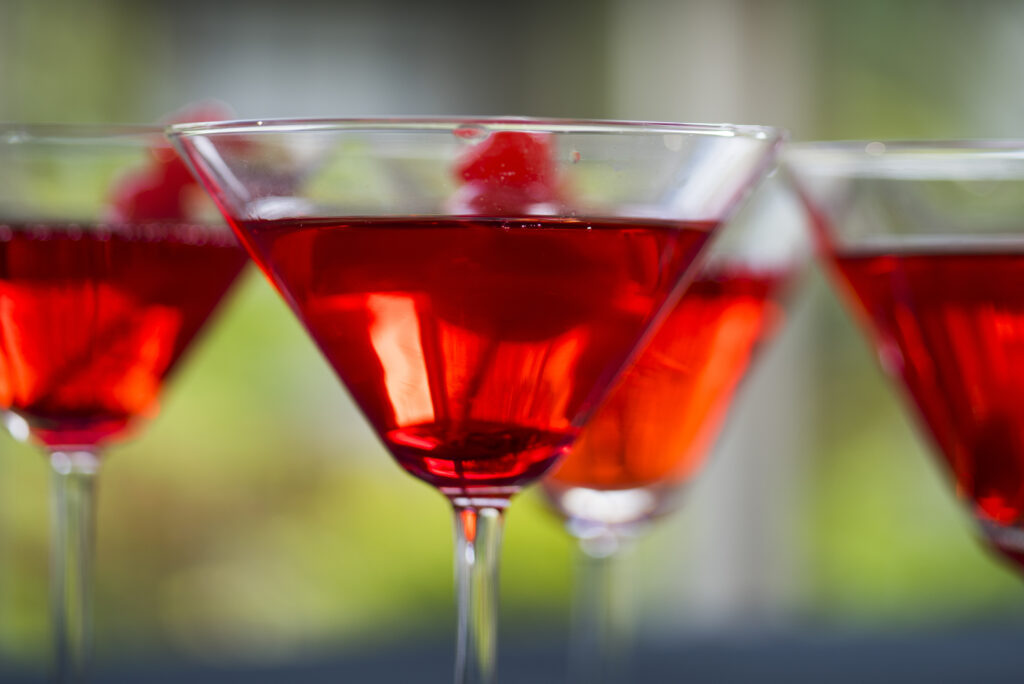 cocktails with cherry -abstract with out of focus effect