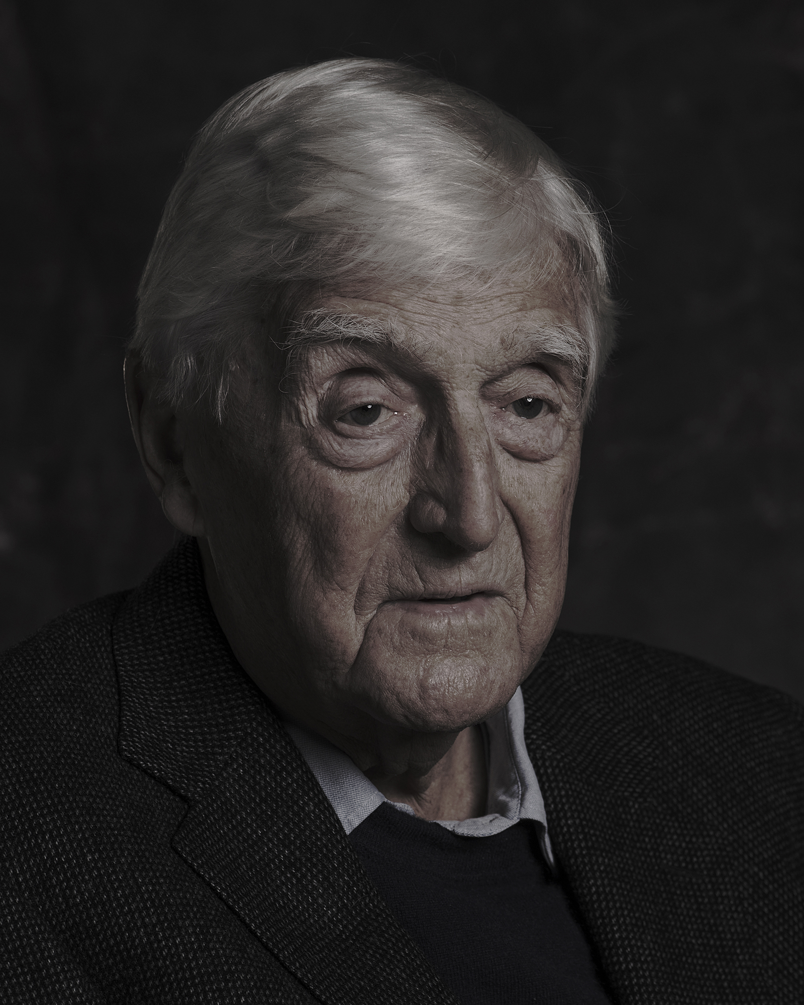 Sir Michael Parkinson Portrait Photograph by Lorentz Gullachsen